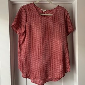 Pleione red and white blouse